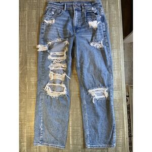 American Eagle 90s Boyfriend Jeans Women's 28x26 High Rise Distressed Size 8